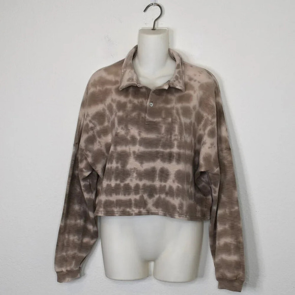 Olivaceous Sweatshirt Sz S Crop Oversized Modal Blend Neutral Athleisure Sporty - Picture 1 of 15